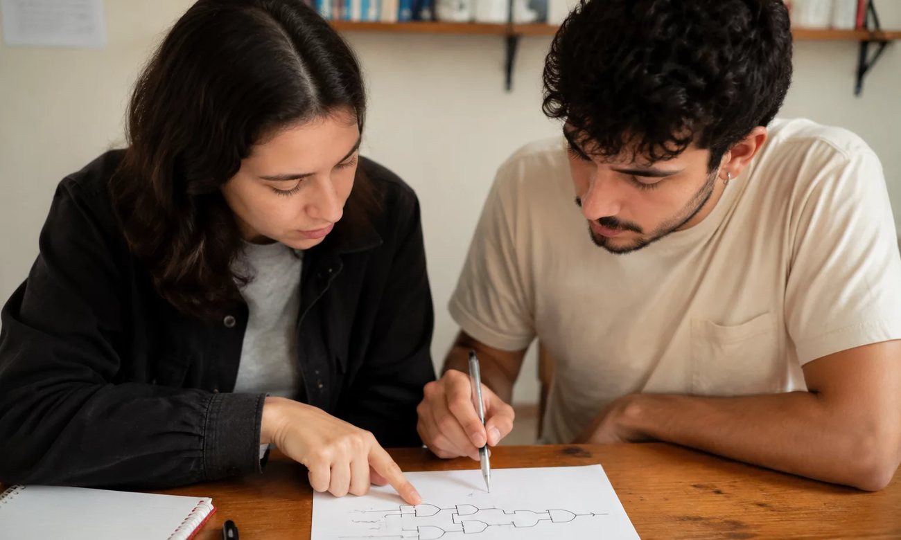 Colegas de trabalho de pé no corredor, conversando antes de a sessão abrir